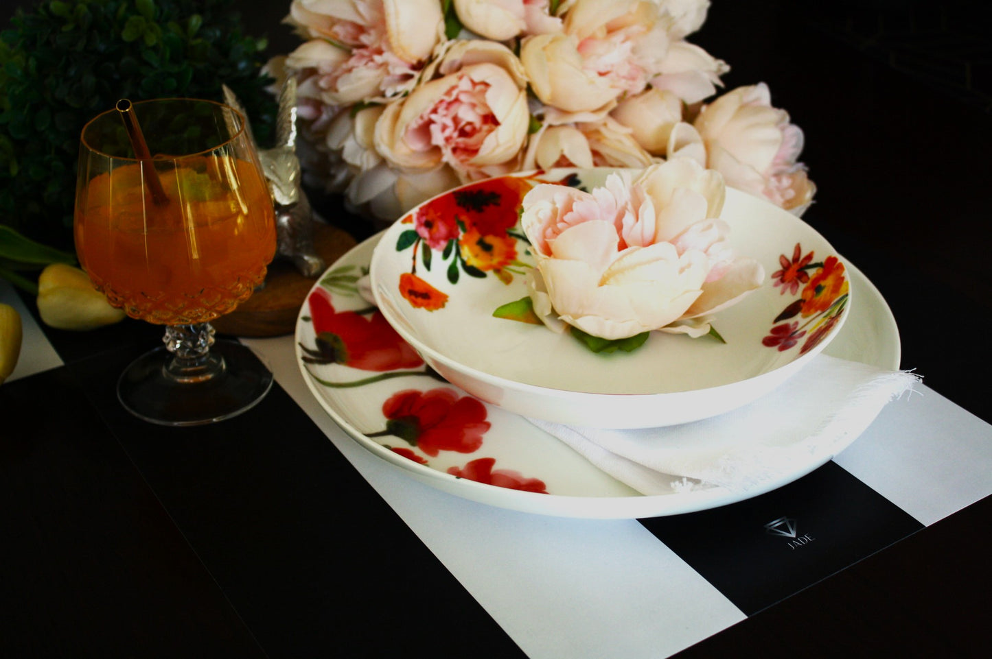 Jade Black Striped Square