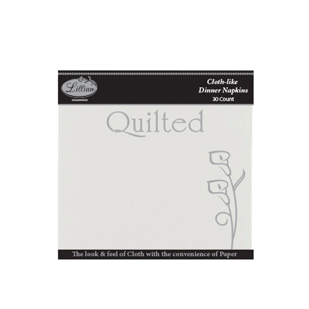 Lilian Quilted Dinner Napkin 30ct - White